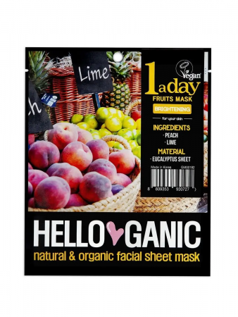 Маска для сияния лица с экстрактами Персика и Лайма Hello Ganic One a day Fruit mask